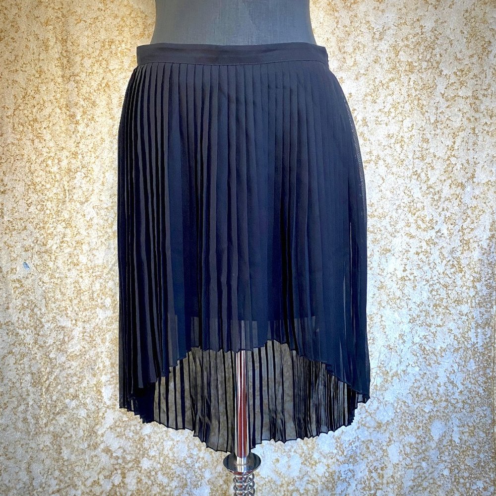 Zara Basic S Black Hi-lo Pleated Skirt